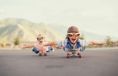 Two Boys on Skateboard