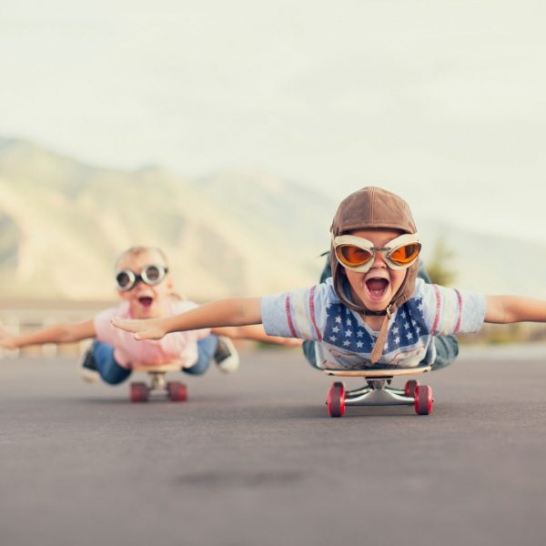 Two Boys on Skateboard